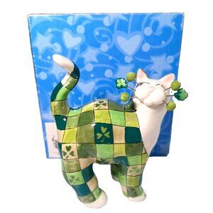 Amy Lacomb Whimsiclay Pat St Patrick's Day Irish Cat Figurine Vintage 2004